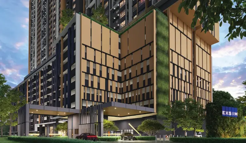 D'Evia Residences podium and green facade at D'Evia Residences, Kwasa Damansara