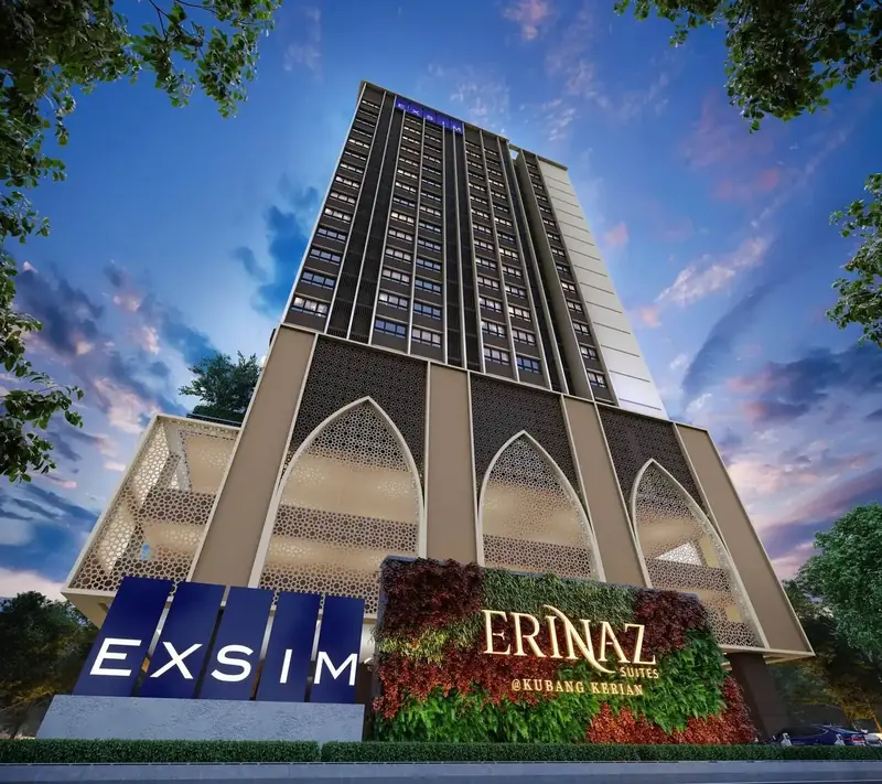 Erinaz Suites entrance and green wall at Erinaz Suites, Kubang Kerian