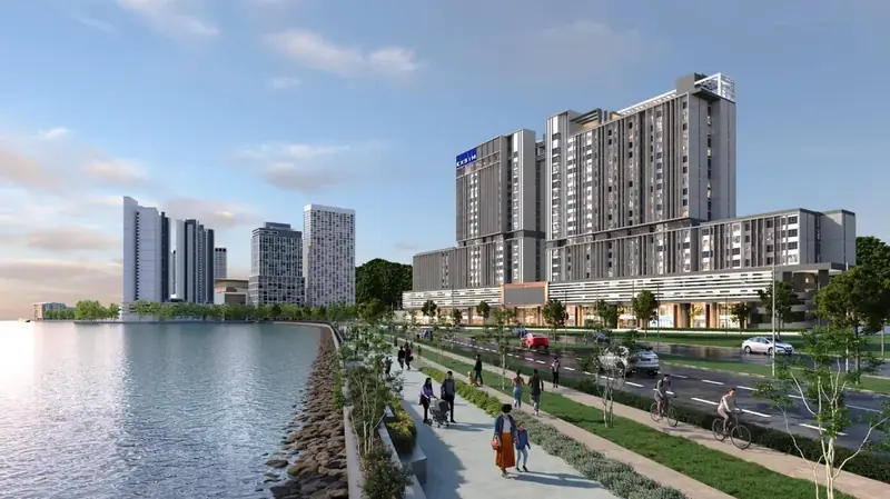 Keeperz Suites towers beside the waterfront promenade at Keeperz Suites, Gelugor