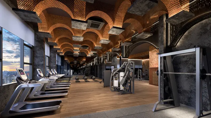 Gym with city view at Phoeniz Suites, KLCC