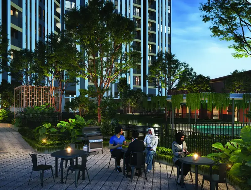 Garden dining area at Residensi Bayu Damai, Likas