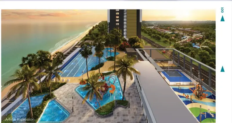 Facilities deck by the beach at Sea Crestz, Kuantan Waterfront