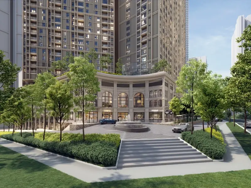 Landscaped forecourt at The Aldenz, Central Park Damansara