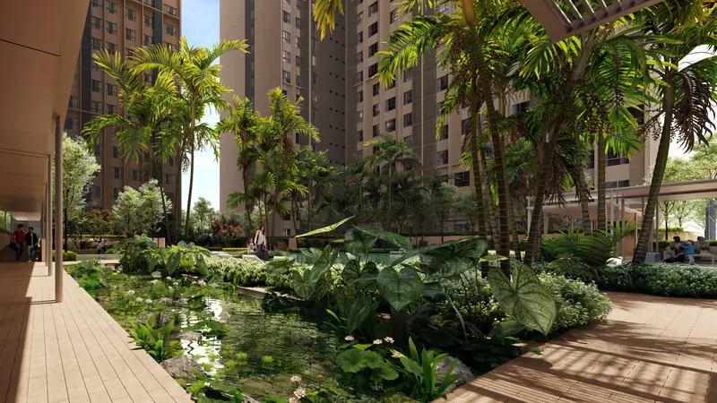 Biopond and garden at The Kingswoodz, Bukit Jalil