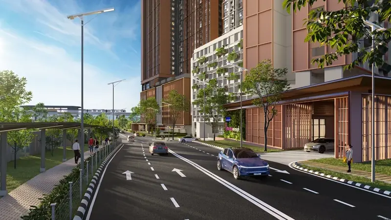 Arrival road and entrance at The Queenswoodz, Bukit Jalil